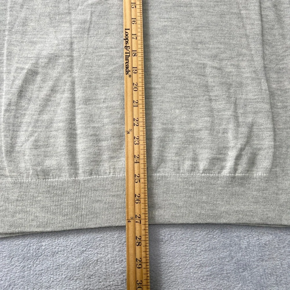 Express Men Striped Crew Neck Sweater Light‎ Gray Aqua Size Medium M Wool Blend
